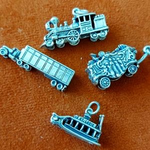 Sterling Silver transportation charms.. lot of 4